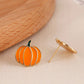 2pcs Elegant Simple Gold Pumpkin Stud Earrings, European And American Fashion Suitable For Women To Wear On Halloween, Thanksgiving And Daily Occasions