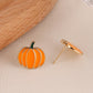 2pcs Elegant Simple Gold Pumpkin Stud Earrings, European And American Fashion Suitable For Women To Wear On Halloween, Thanksgiving And Daily Occasions