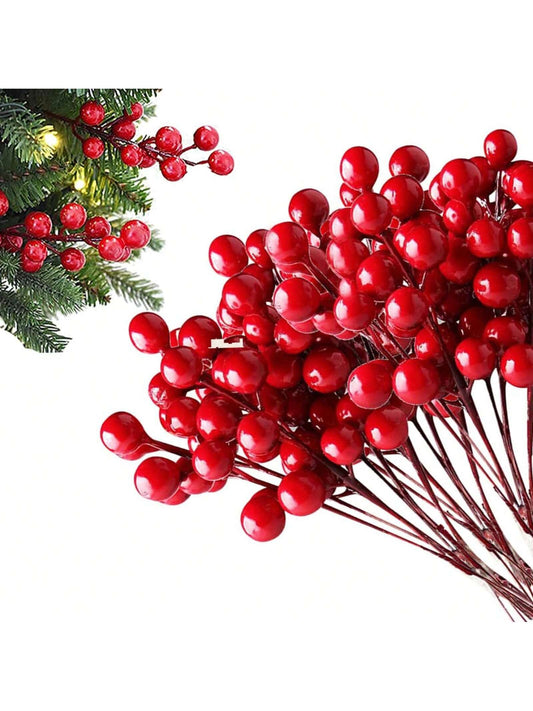 10/20/30 Pcs Artificial Berries Red Pip Berry Stems Spray For DIY Crafts – Wreath, Garland, Christmas Ornaments Decoration - Decorative Winter Floral Picks For Craft Decorations/Home Holiday Decor (Red)