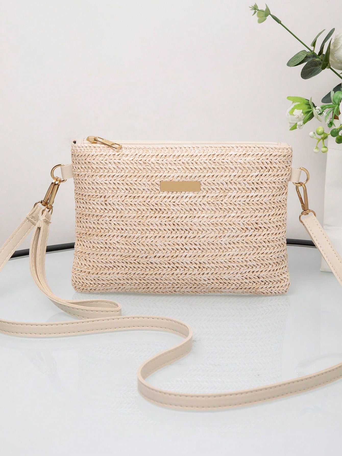 New Spring/Summer Straw Woven Trendy Women's Bag, Wholesale All-Match Crossbody Shoulder Bag, Sweet Small Square Bag