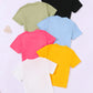 6pcs Young Girl Casual Comfortable Solid Color Crew Neck Short Sleeve T-Shirt Set, Summer Gift