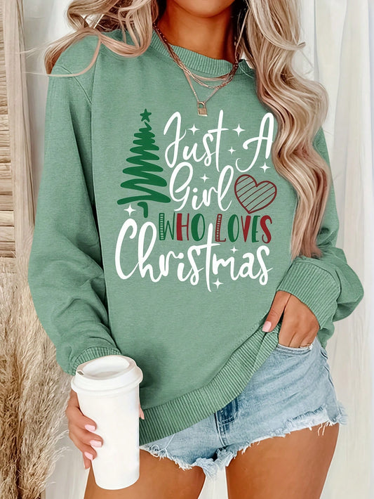 EZwear Comfortable Women Christmas Tree Printed Sweatshirt, Christmas Holiday Style