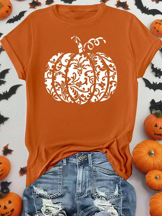 LUNE Women's Plus-Size Pumpkin Print T-Shirt