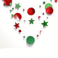 1/2pcs Glitter Polka Dot Star Garland, Red Green Mix Christmas Background Banner, Suitable For Christmas Themed Decor, Party Decoration, Christmas Tree Ornament,Christmas