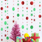 1/2pcs Glitter Polka Dot Star Garland, Red Green Mix Christmas Background Banner, Suitable For Christmas Themed Decor, Party Decoration, Christmas Tree Ornament,Christmas