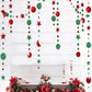 1/2pcs Glitter Polka Dot Star Garland, Red Green Mix Christmas Background Banner, Suitable For Christmas Themed Decor, Party Decoration, Christmas Tree Ornament,Christmas