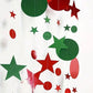 1/2pcs Glitter Polka Dot Star Garland, Red Green Mix Christmas Background Banner, Suitable For Christmas Themed Decor, Party Decoration, Christmas Tree Ornament,Christmas