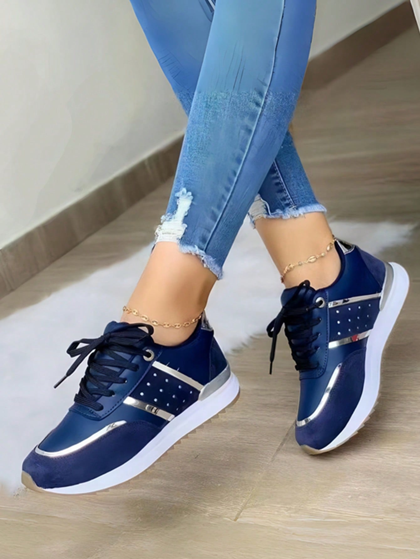 European And American Plus Size Women's Thick-Soled Sports Casual Shoes With Laces, In Stock For Summer