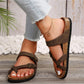 Women's Flat Cork Sandals, Summer Sandals Toe Loop Cross Strap, Retro Style