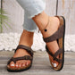 Women's Flat Cork Sandals, Summer Sandals Toe Loop Cross Strap, Retro Style