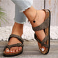 Women's Flat Cork Sandals, Summer Sandals Toe Loop Cross Strap, Retro Style