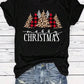 LUNE Women Christmas Tree Print Short Sleeve T-Shirt