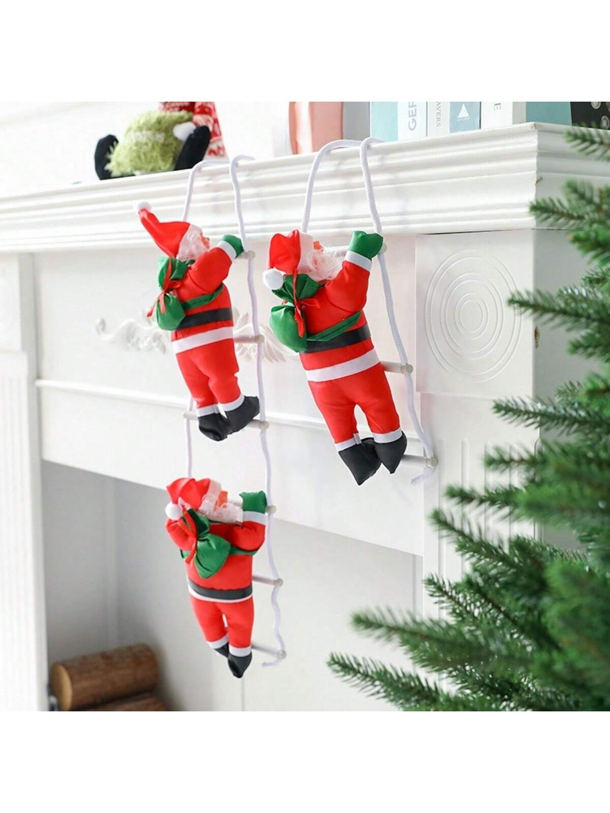 3pcs Climbing Rope Santa Claus Stuffed Doll 95cm/37.4in Christmas Toy Gift Christmas Family Arrangement Decorations,Xmas Decor,Christmas