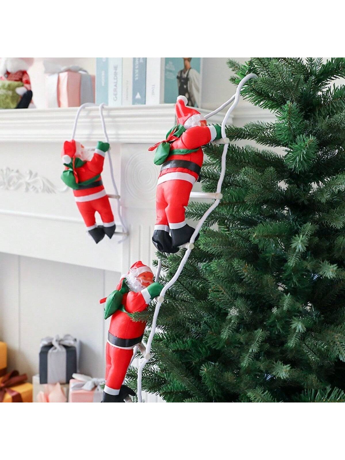 3pcs Climbing Rope Santa Claus Stuffed Doll 95cm/37.4in Christmas Toy Gift Christmas Family Arrangement Decorations,Xmas Decor,Christmas