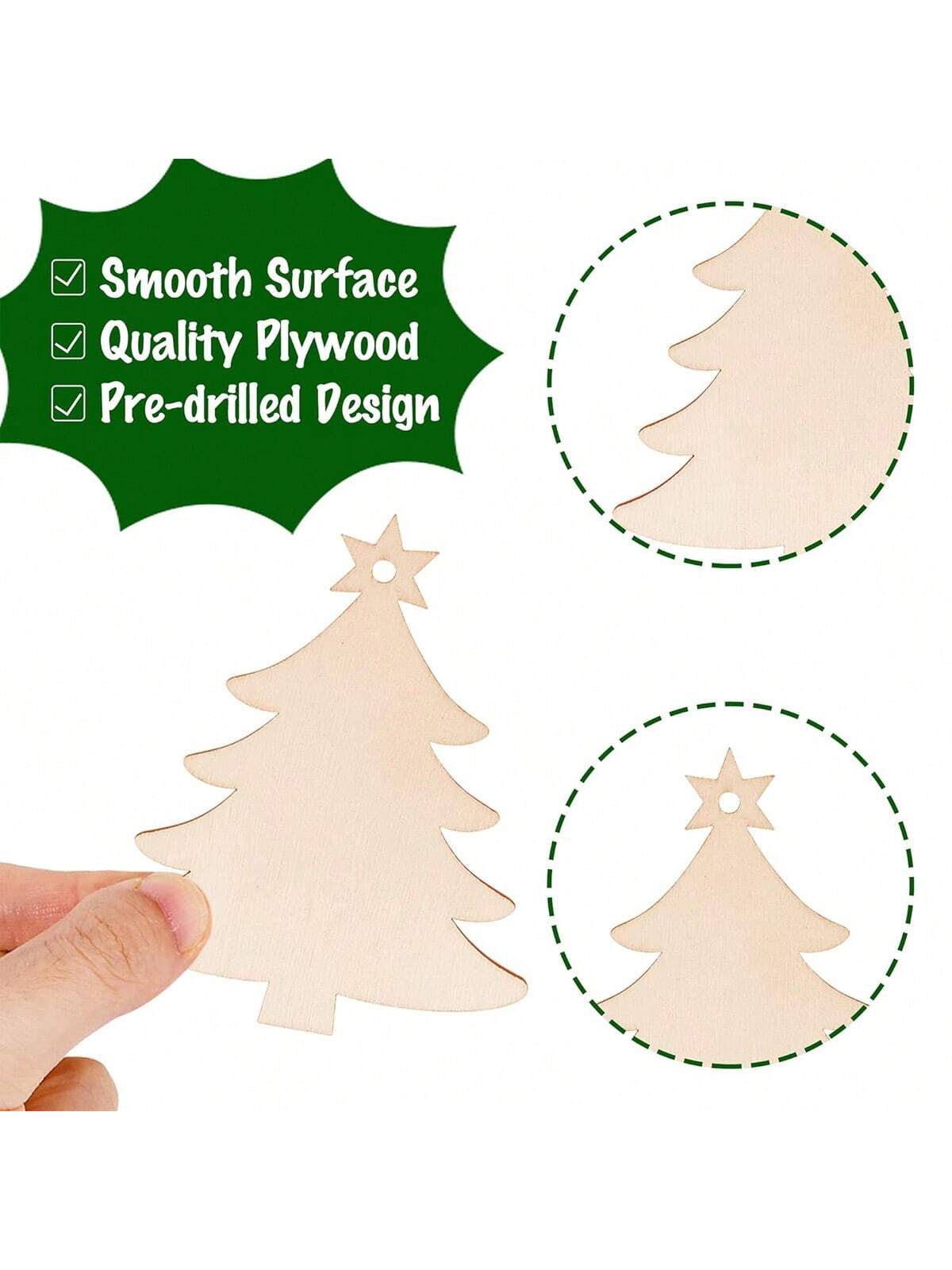 30pcs Blank Wooden Christmas Decor Ornaments, Christmas Tree, Snowman, Star Shapes, With 10m Jute Rope, 2mm Thick, DIY Arts