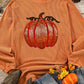 Orange Sequined Halloween Pumpkin Graphic Drop Shoulder Round Neck Sweatshirt