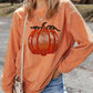 Orange Sequined Halloween Pumpkin Graphic Drop Shoulder Round Neck Sweatshirt