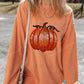 Orange Sequined Halloween Pumpkin Graphic Drop Shoulder Round Neck Sweatshirt