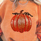 Orange Sequined Halloween Pumpkin Graphic Drop Shoulder Round Neck Sweatshirt