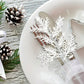 2pcs Artificial Pine Needle Branches, Glitter Leaf Christmas Floral Branches, White Fake Pine Needles For DIY Home Wedding Christmas Tree Decoration Artificial Flowers Wreath,Christmas