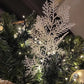 2pcs Artificial Pine Needle Branches, Glitter Leaf Christmas Floral Branches, White Fake Pine Needles For DIY Home Wedding Christmas Tree Decoration Artificial Flowers Wreath,Christmas