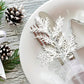 2pcs Artificial Pine Needle Branches, Glitter Leaf Christmas Floral Branches, White Fake Pine Needles For DIY Home Wedding Christmas Tree Decoration Artificial Flowers Wreath,Christmas