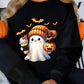 LUNE Plus Size Women Ghost Print Crew Neck Long Sleeve Sweatshirt