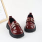 1pair Girls Simple British Style Flat Leather Shoes, Waterproof