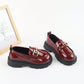 1pair Girls Simple British Style Flat Leather Shoes, Waterproof