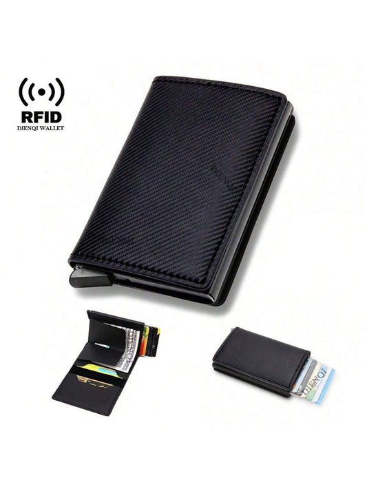 Carbon Fiber Card Holder Anti Rfid Credit Cardholder Men Wallets Slim PU Leather Men Wallets Money Clips Cardholder Case Purse Money Bags Metal Business Bank Credit Card Minimalist Wallet Gift For Men