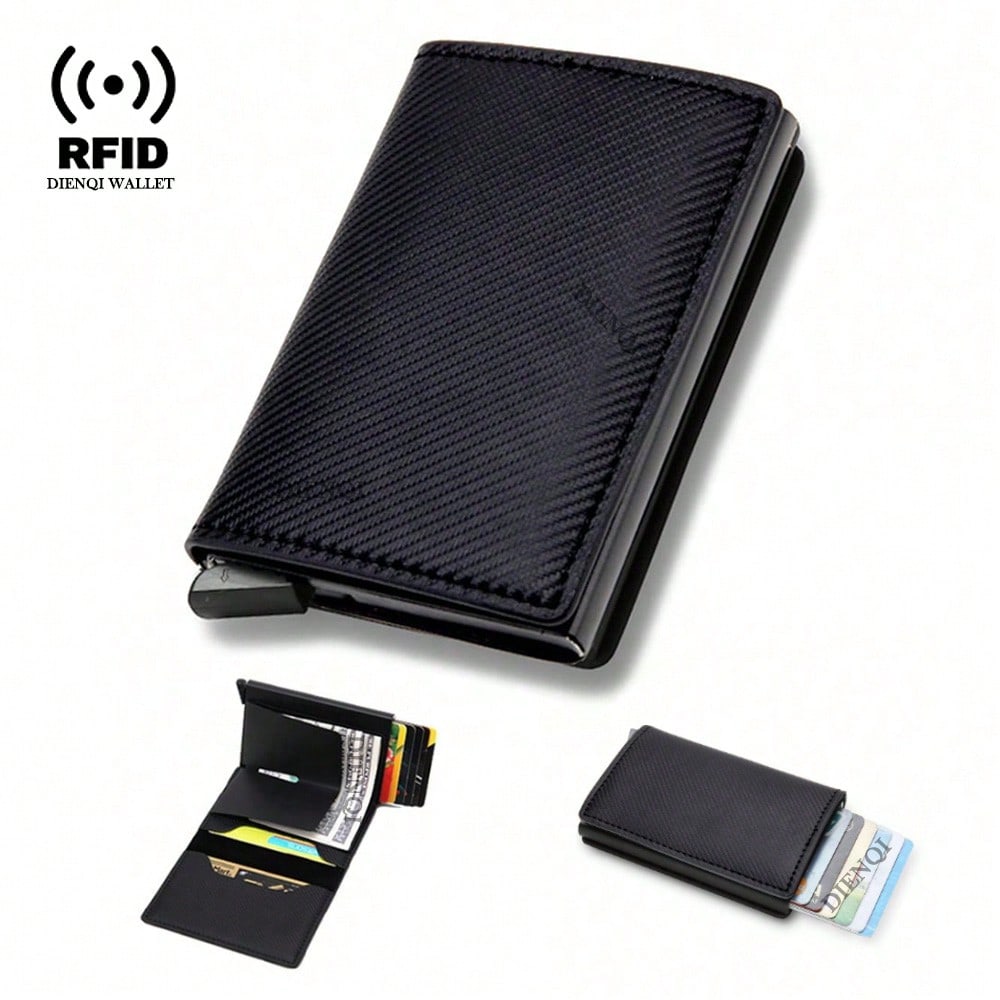 Carbon Fiber Card Holder Anti Rfid Credit Cardholder Men Wallets Slim PU Leather Men Wallets Money Clips Cardholder Case Purse Money Bags Metal Business Bank Credit Card Minimalist Wallet Gift For Men