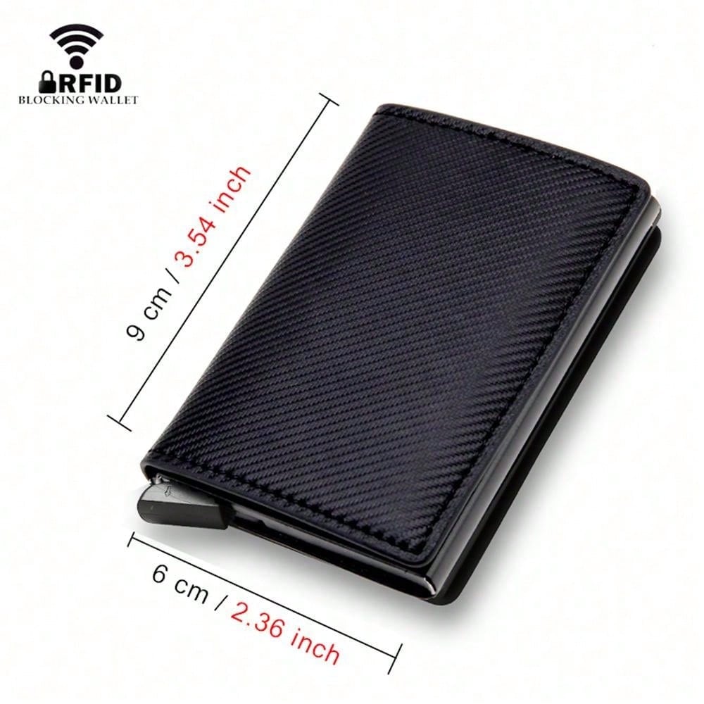 Carbon Fiber Card Holder Anti Rfid Credit Cardholder Men Wallets Slim PU Leather Men Wallets Money Clips Cardholder Case Purse Money Bags Metal Business Bank Credit Card Minimalist Wallet Gift For Men