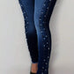 Women's Stretch Pearl Decor Skinny Jeans With Pockets