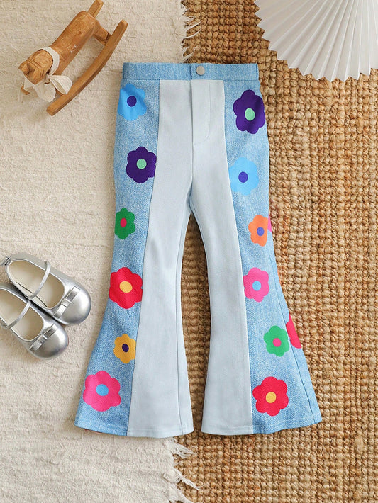 Young Girl Woven Floral Casual Pants