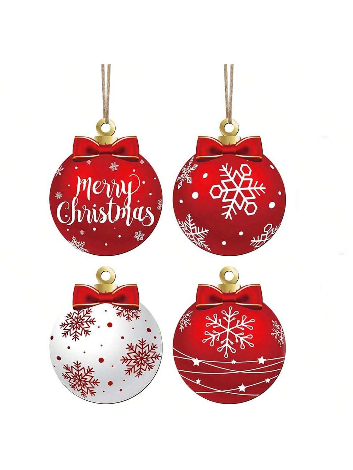 1/12pcs Christmas Ball Ornaments (Wooden Ornaments) Single-Sided Wooden Hanging Decor, Christmas Home Decoration, Seasonal Holiday Ornaments,Christmas