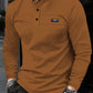 Manfinity Homme Men Color Collar Long Sleeve Formal Work Button Polo Shirt, For Husband