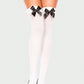 1pair Sexy Bow-Tie Over-The-Knee Socks, Red Bows White Thigh High Stockings For Christmas