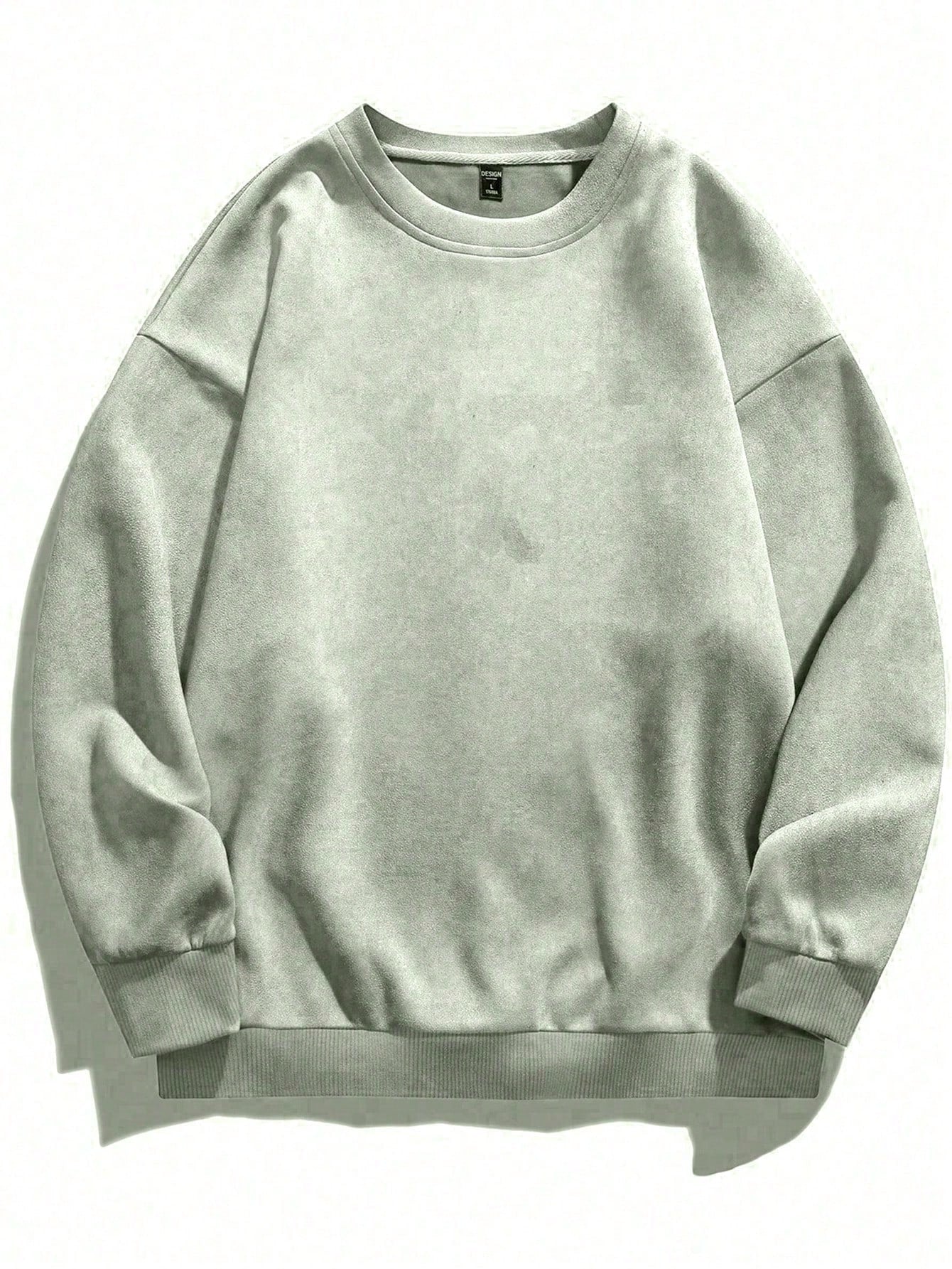 Men's Plain Round Neck Drop Shoulder Long Sleeve Sweatshirt