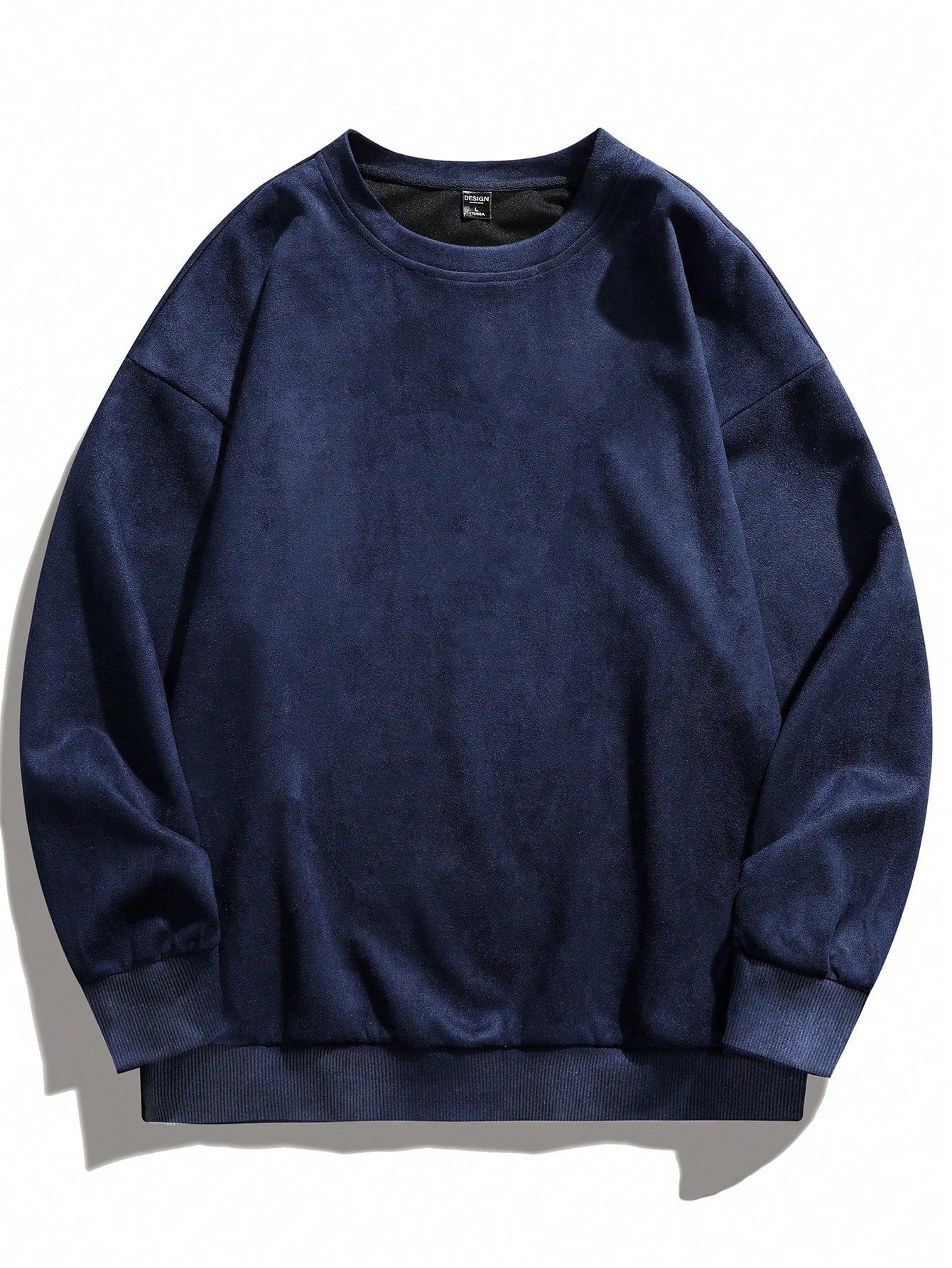 Men's Plain Round Neck Drop Shoulder Long Sleeve Sweatshirt