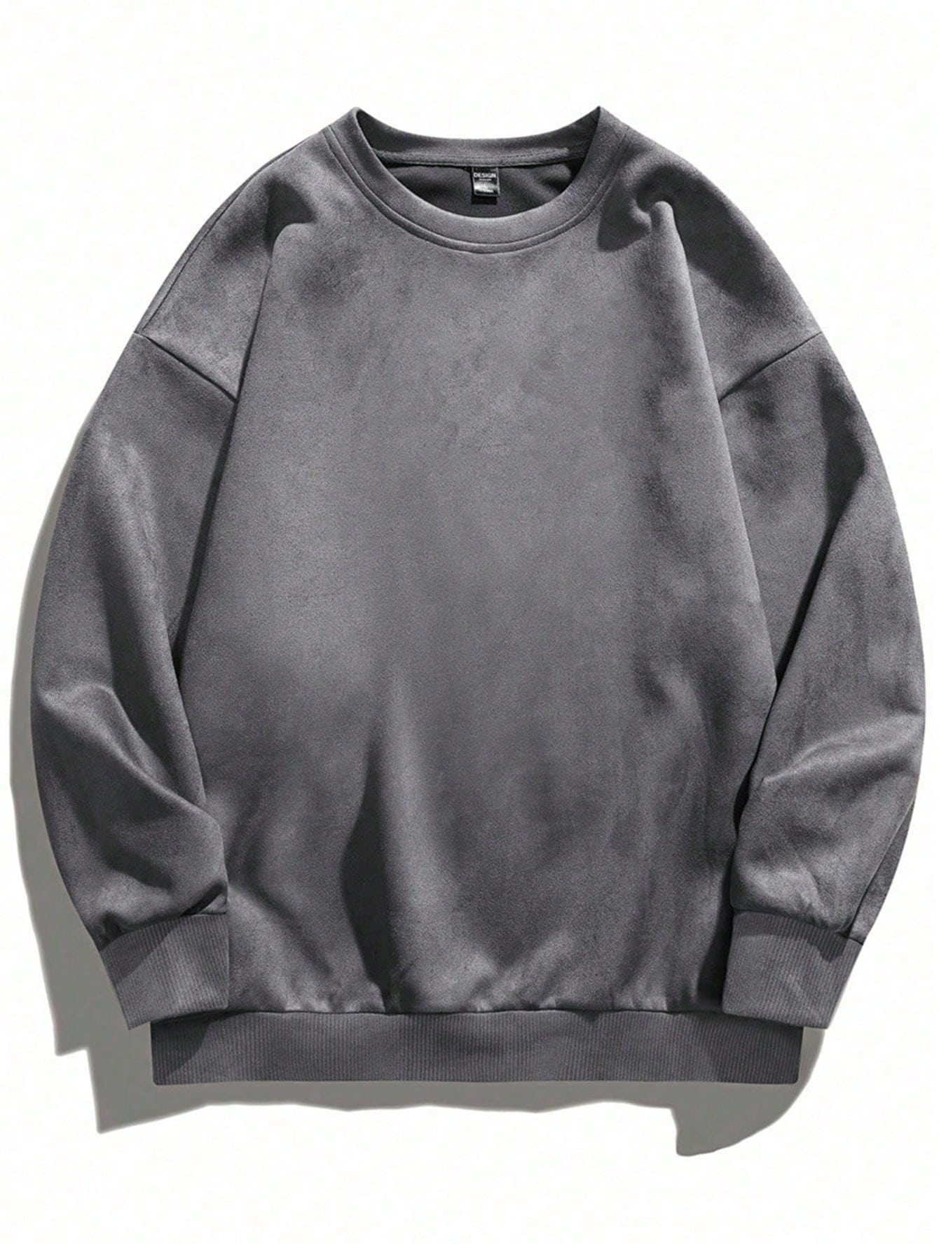 Men's Plain Round Neck Drop Shoulder Long Sleeve Sweatshirt