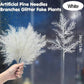 2pcs Artificial Pine Needle Branches, Glitter Leaf Christmas Floral Branches, White Fake Pine Needles For DIY Home Wedding Christmas Tree Decoration Artificial Flowers Wreath,Christmas