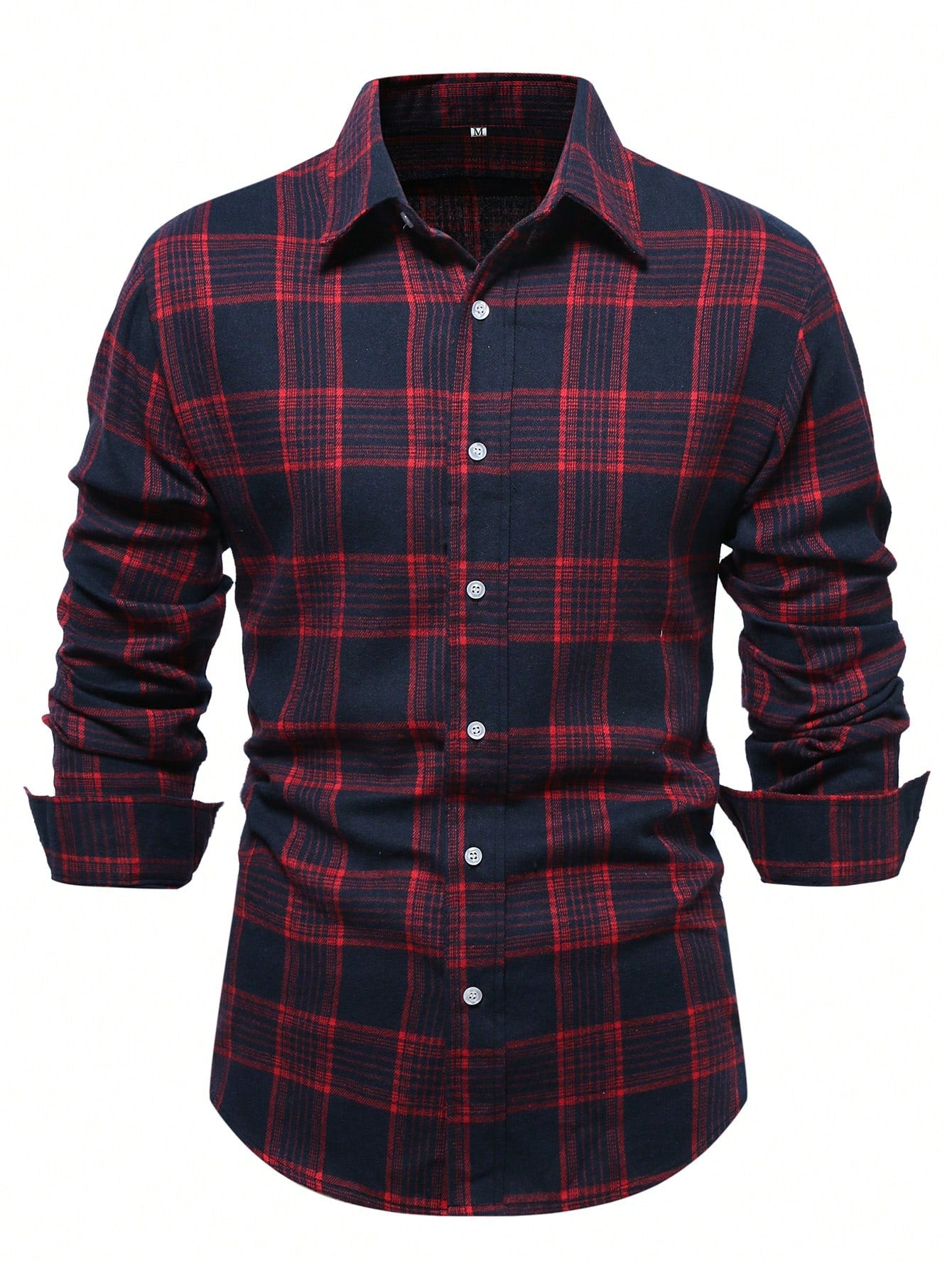 Men's Plaid Print Button Front Casual Long Sleeve Shirt