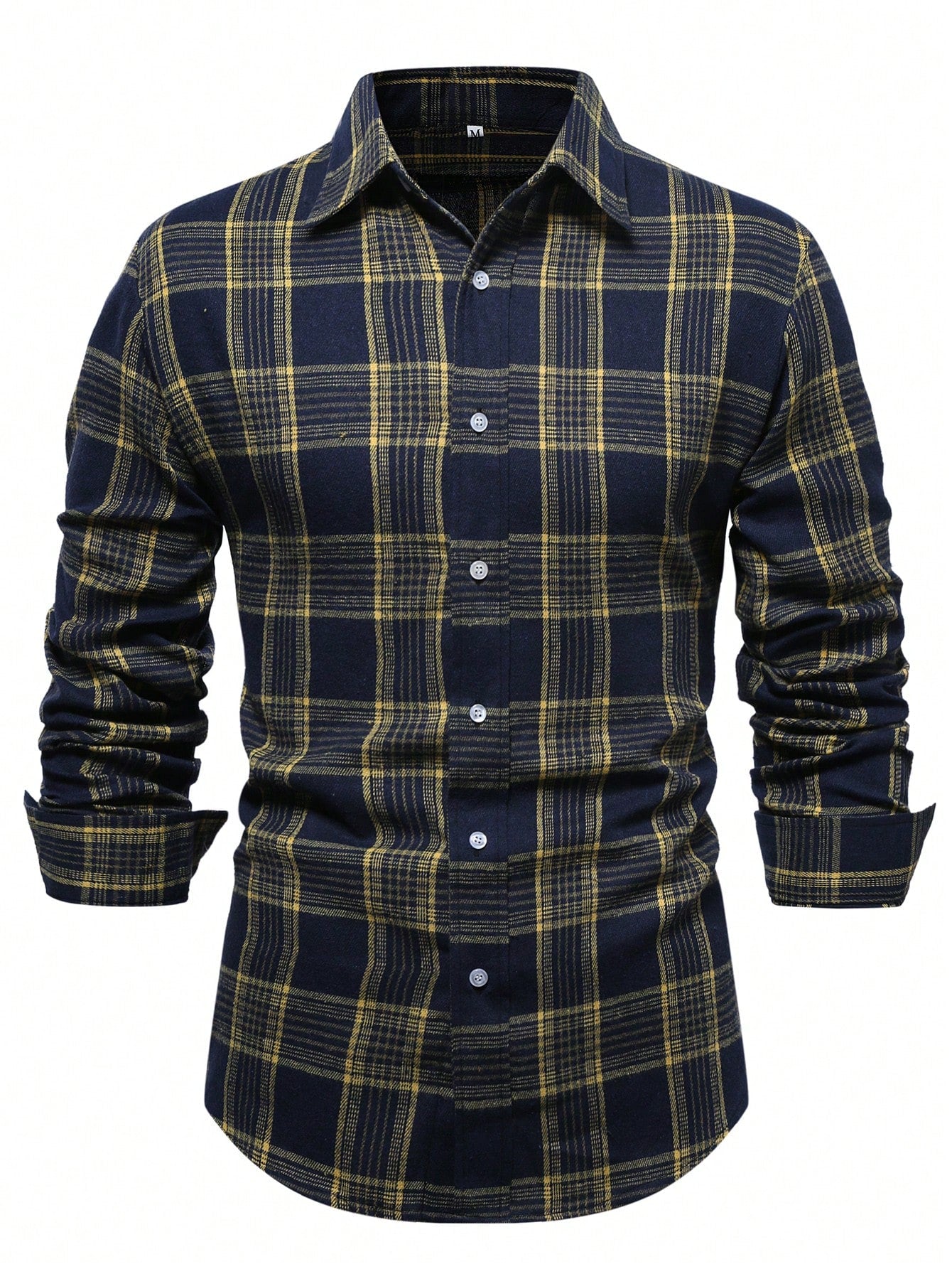 Men's Plaid Print Button Front Casual Long Sleeve Shirt