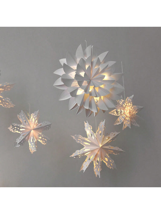 1pc Paper 3D Snowflake Hanging Ornament With Lights, Christmas Party Decoration,Christmas