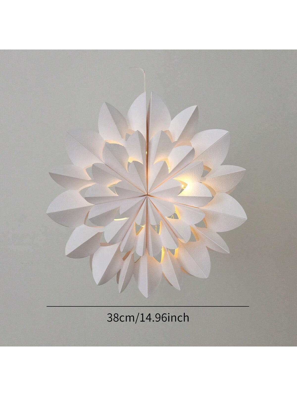 1pc Paper 3D Snowflake Hanging Ornament With Lights, Christmas Party Decoration,Christmas