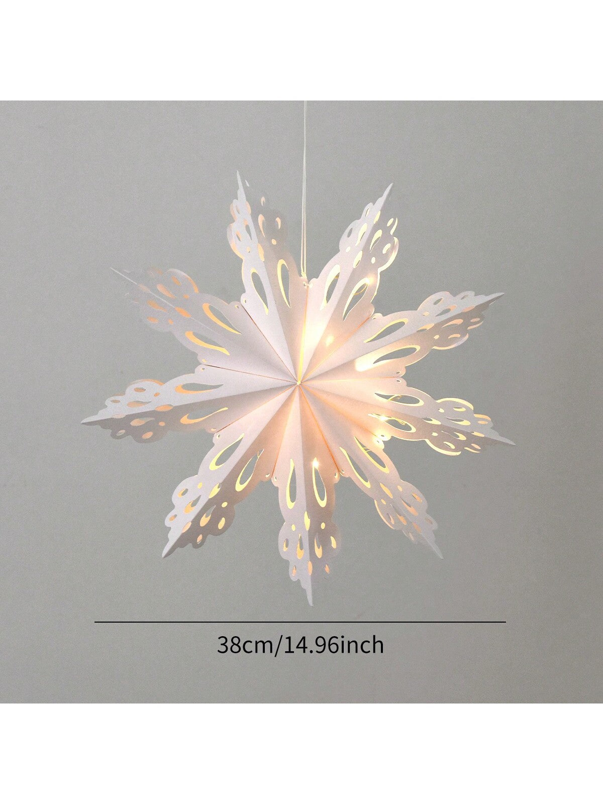 1pc Paper 3D Snowflake Hanging Ornament With Lights, Christmas Party Decoration,Christmas