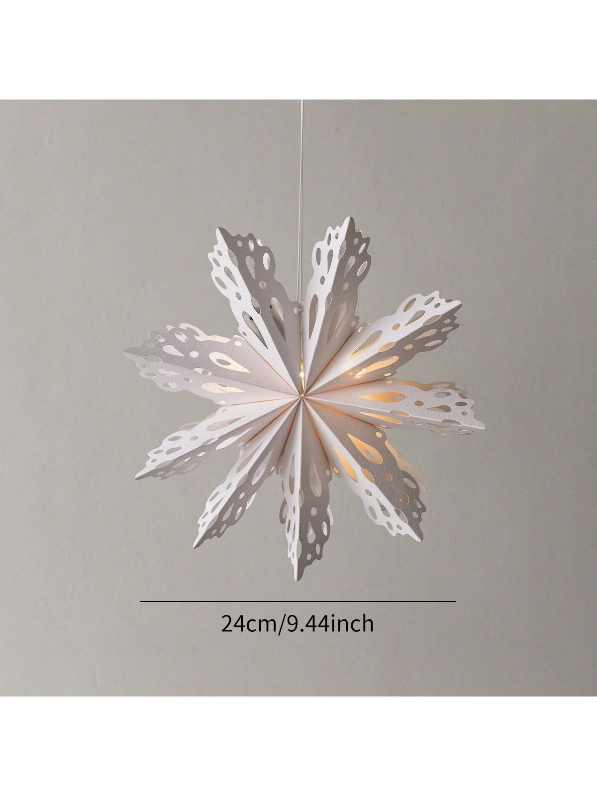 1pc Paper 3D Snowflake Hanging Ornament With Lights, Christmas Party Decoration,Christmas