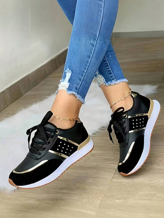 European And American Plus Size Women's Thick-Soled Sports Casual Shoes With Laces, In Stock For Summer