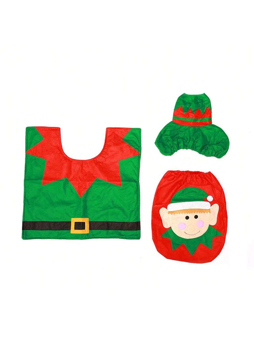 3pcs Christmas Toilet Seat Cover, Snowman Toilet Mat And Tissue Box Cover Set, Home Decor,Christmas