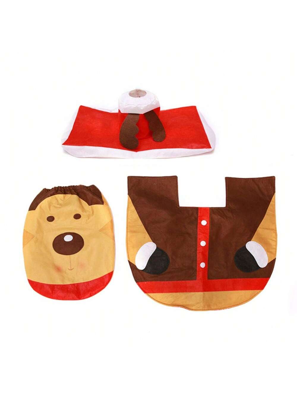 3pcs Christmas Toilet Seat Cover, Snowman Toilet Mat And Tissue Box Cover Set, Home Decor,Christmas